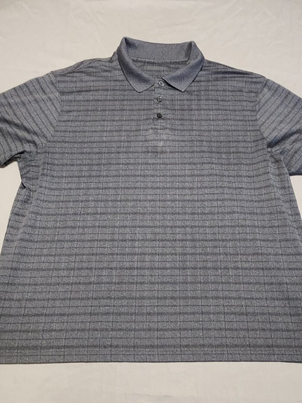 Haggar Men's XL Cool 18 Performance Collar Polo Gray Grey Square Stripe Golf